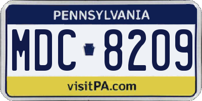 PA license plate MDC8209