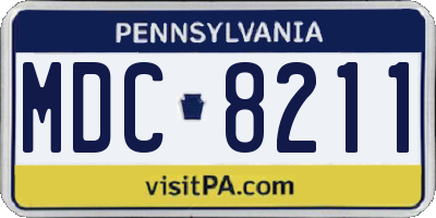 PA license plate MDC8211