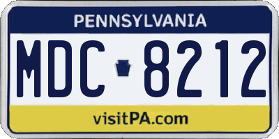 PA license plate MDC8212