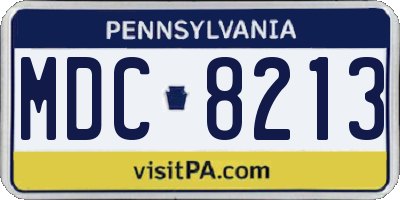 PA license plate MDC8213