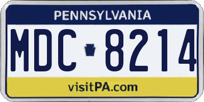 PA license plate MDC8214