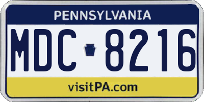PA license plate MDC8216