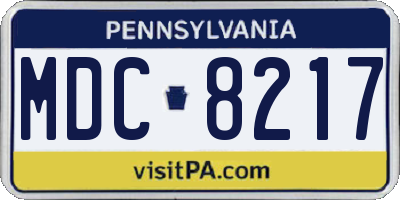 PA license plate MDC8217