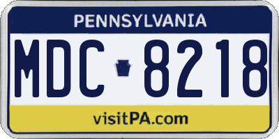 PA license plate MDC8218