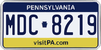 PA license plate MDC8219