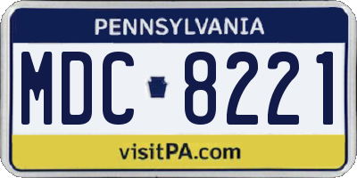 PA license plate MDC8221
