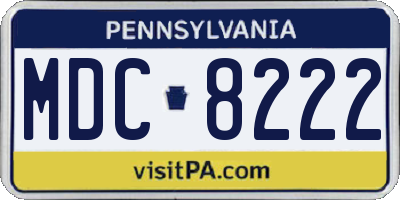 PA license plate MDC8222