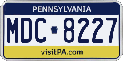 PA license plate MDC8227