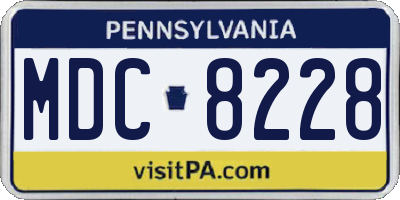 PA license plate MDC8228
