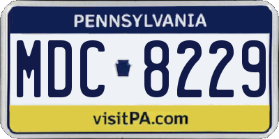 PA license plate MDC8229