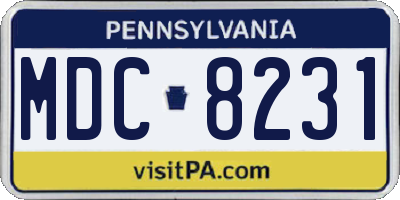 PA license plate MDC8231