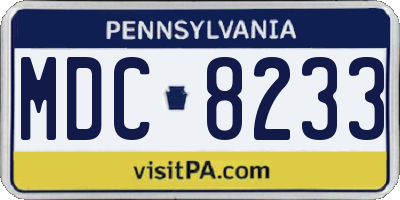 PA license plate MDC8233