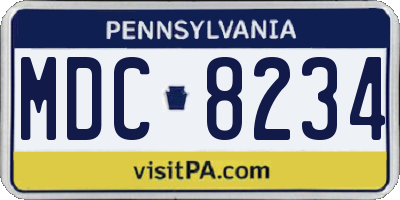 PA license plate MDC8234