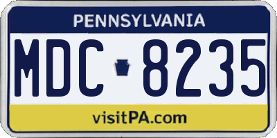 PA license plate MDC8235