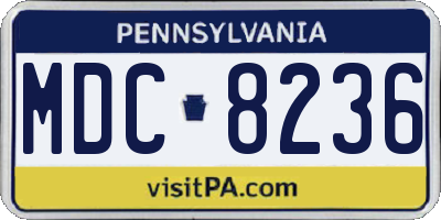 PA license plate MDC8236