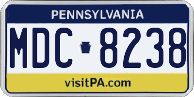 PA license plate MDC8238