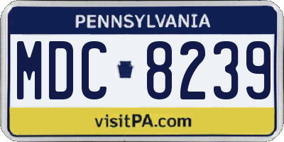 PA license plate MDC8239