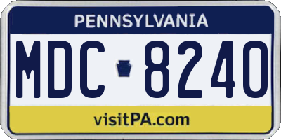 PA license plate MDC8240