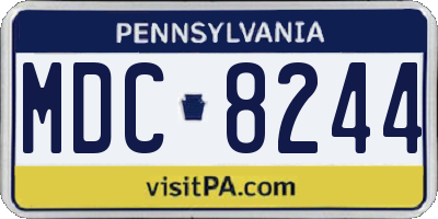 PA license plate MDC8244