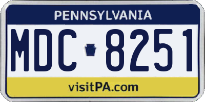 PA license plate MDC8251