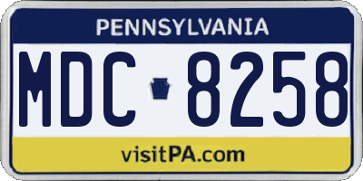 PA license plate MDC8258