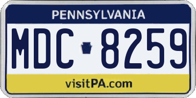 PA license plate MDC8259