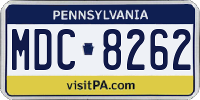 PA license plate MDC8262