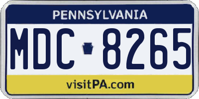 PA license plate MDC8265