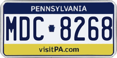 PA license plate MDC8268