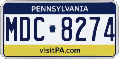 PA license plate MDC8274