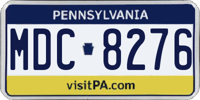 PA license plate MDC8276