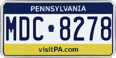 PA license plate MDC8278