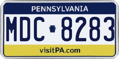PA license plate MDC8283