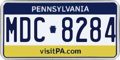 PA license plate MDC8284