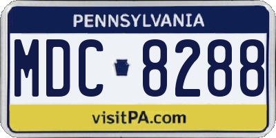 PA license plate MDC8288