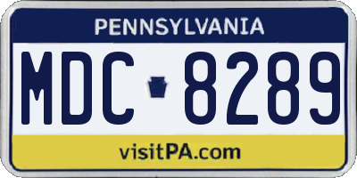 PA license plate MDC8289