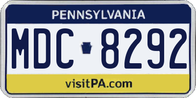 PA license plate MDC8292