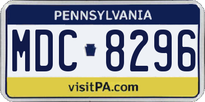 PA license plate MDC8296