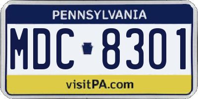 PA license plate MDC8301