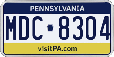 PA license plate MDC8304