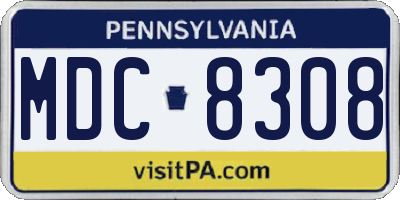 PA license plate MDC8308