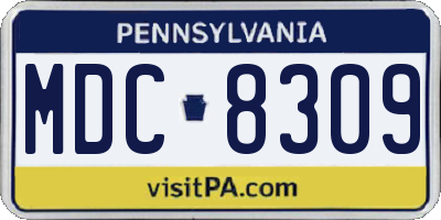 PA license plate MDC8309