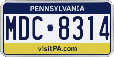 PA license plate MDC8314