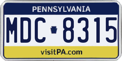 PA license plate MDC8315