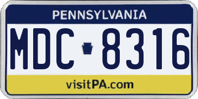 PA license plate MDC8316