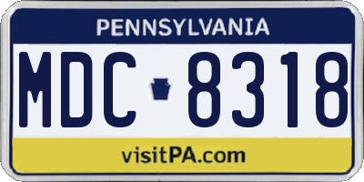 PA license plate MDC8318