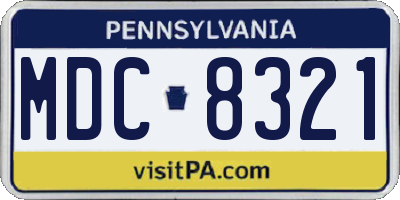 PA license plate MDC8321