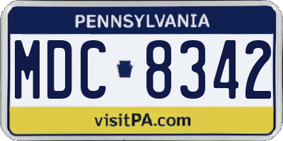 PA license plate MDC8342