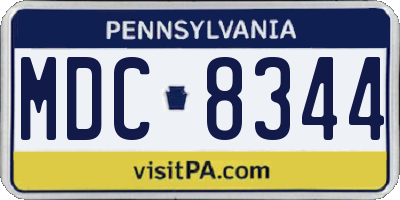 PA license plate MDC8344
