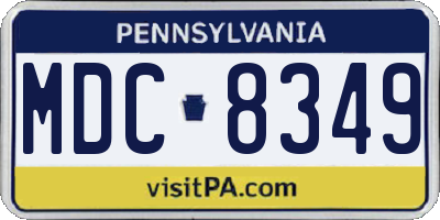 PA license plate MDC8349